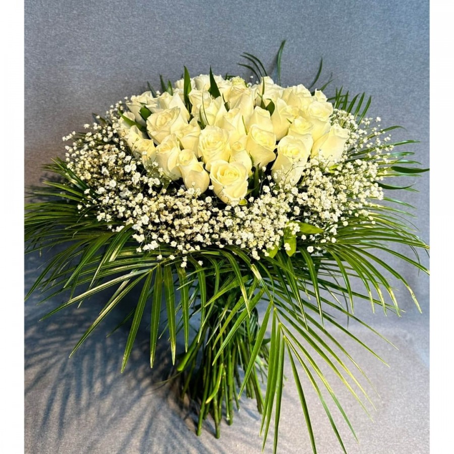 51 Adet İthal Güller Cipso ve Fenix ile Hazırlanmış Buket 